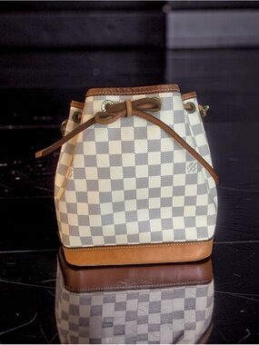 Louis Vuitton Damier Azur Mini Noé Crossbody Bucket Bag with COA